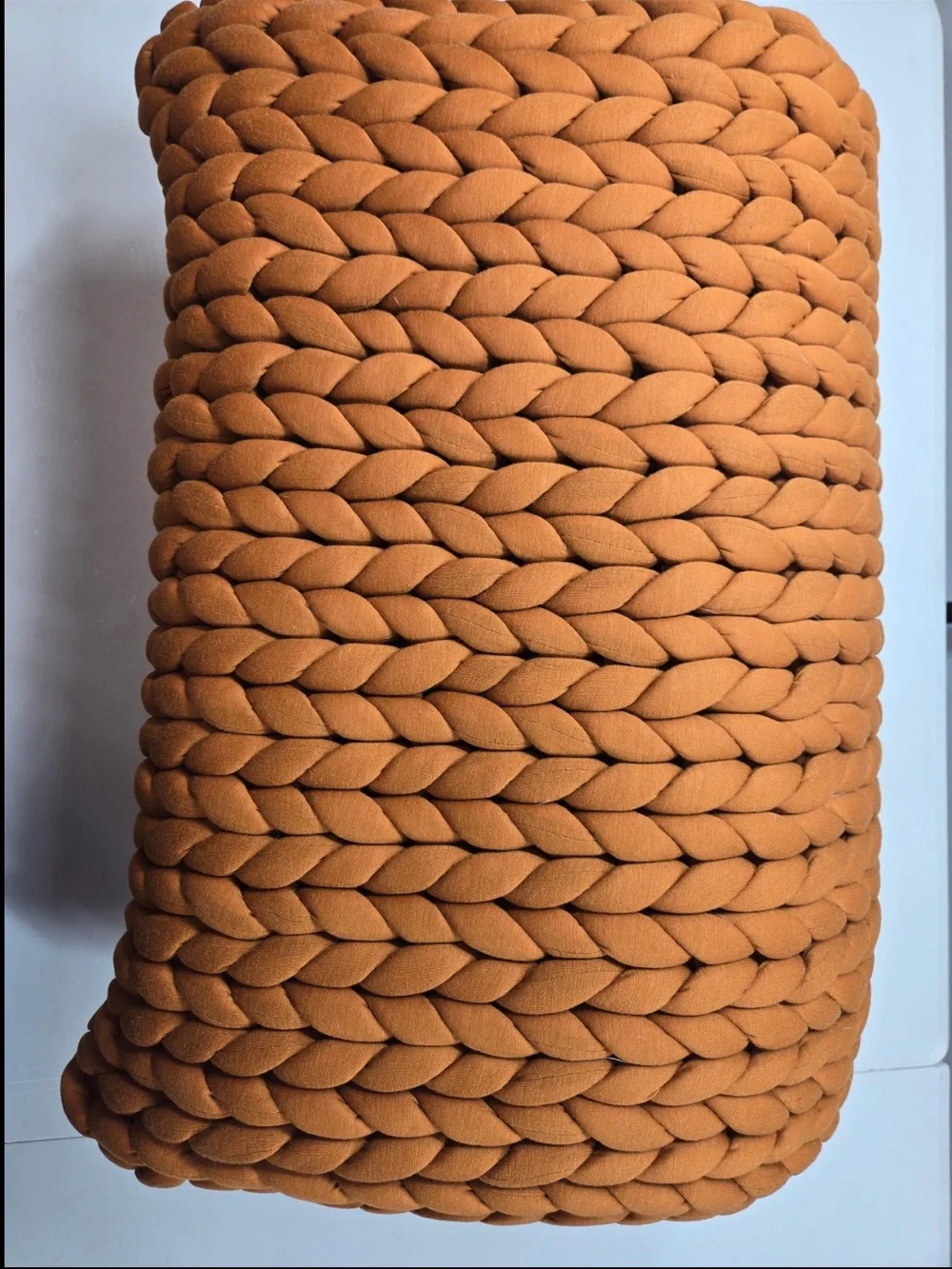 QUINCE Chunky Knit Weighted Blanket Terracotta 0540
